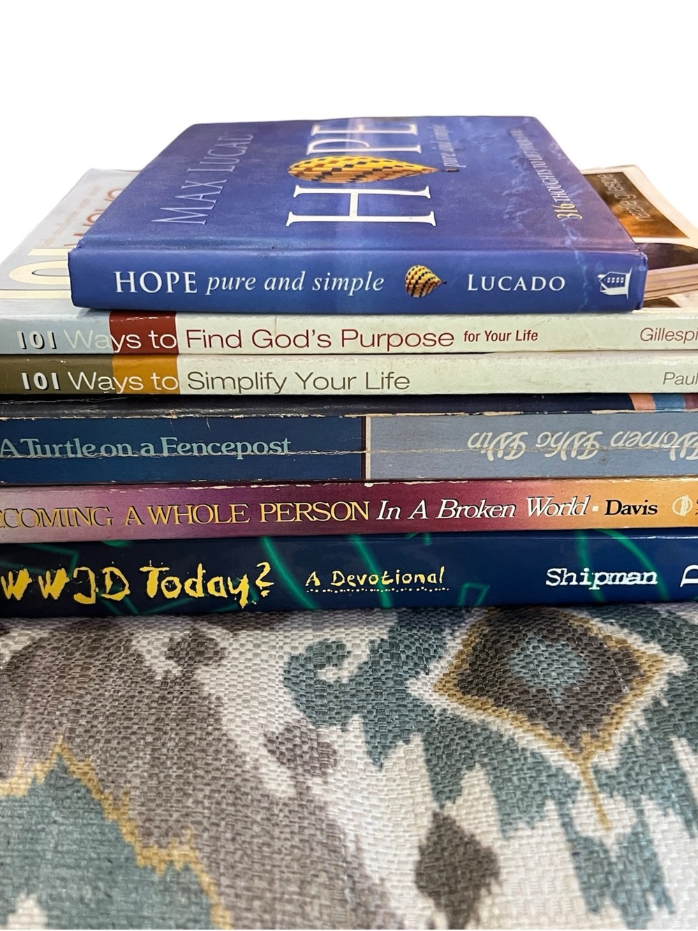 Stack of Inspirational Books - Blue, Navy, Teal, Cream, Gold Accents